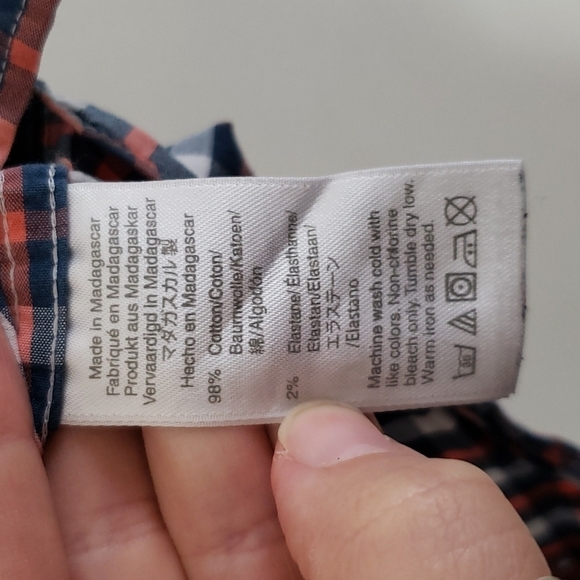 J crew factory plaid button down shirt, collar, slim fit, flex, Men size medium - Picture 5 of 6